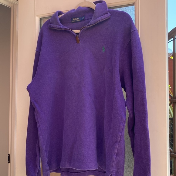 Mens Polo Ralph Lauren Blue Label Purple 1/4 Zip Sweater/Embroidered Logo L - Picture 6 of 10